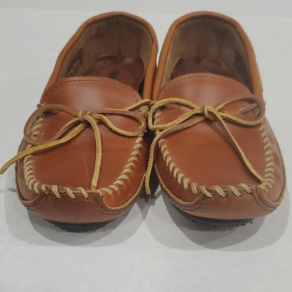 Minnetonka Men's Natural Carmel Moosehide Driving Moccasins Size 9